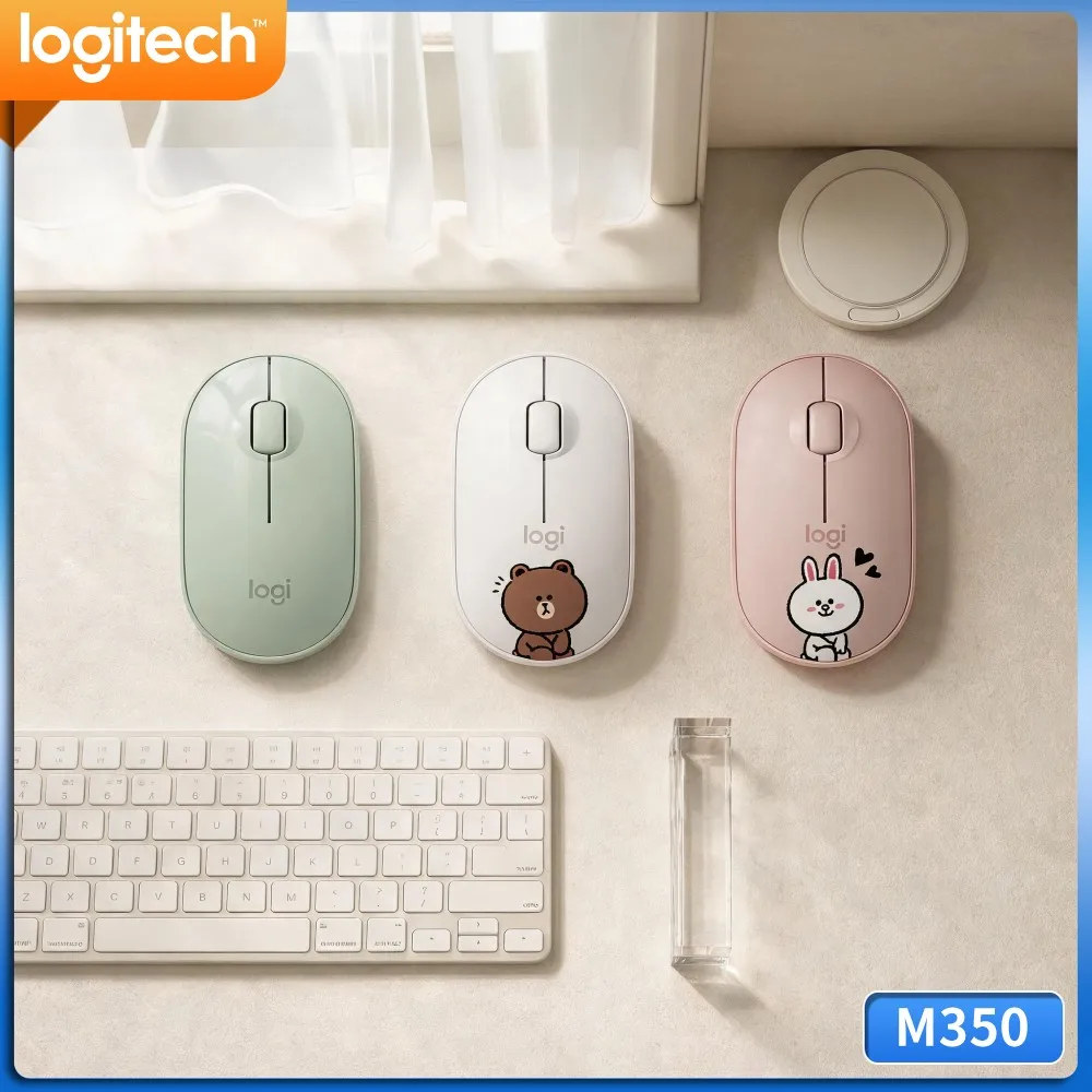 Logitech M350 PEBBLE Portable Slim Dual Mode Wireless Mouse For Laptop Desktop Tablet Office Home Travel Study Daily Work