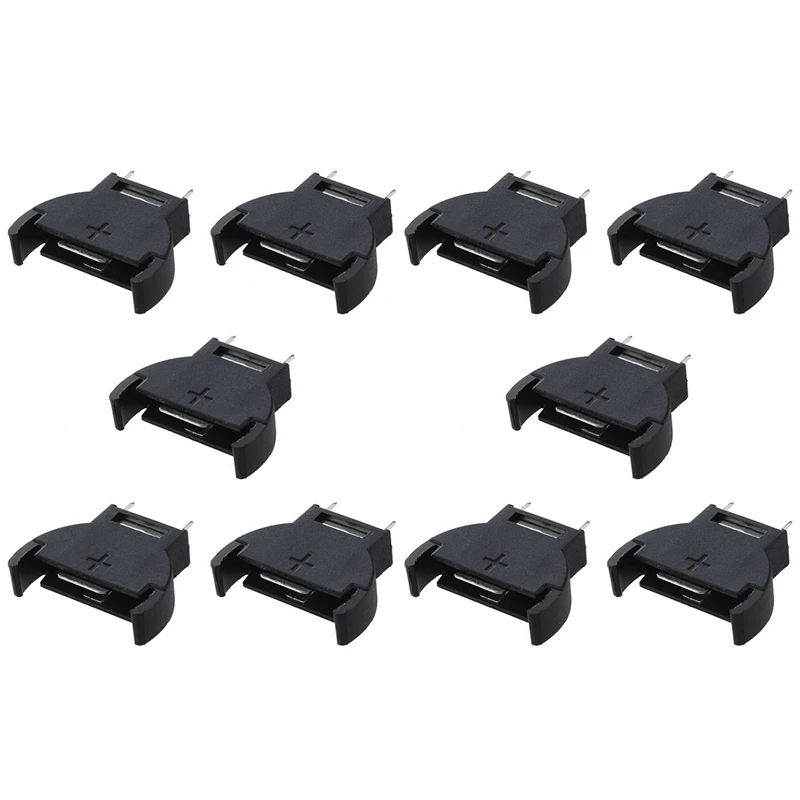 10 Pcs Black Plastic CR2032 Cell Button Lithium Battery Sockets Holder