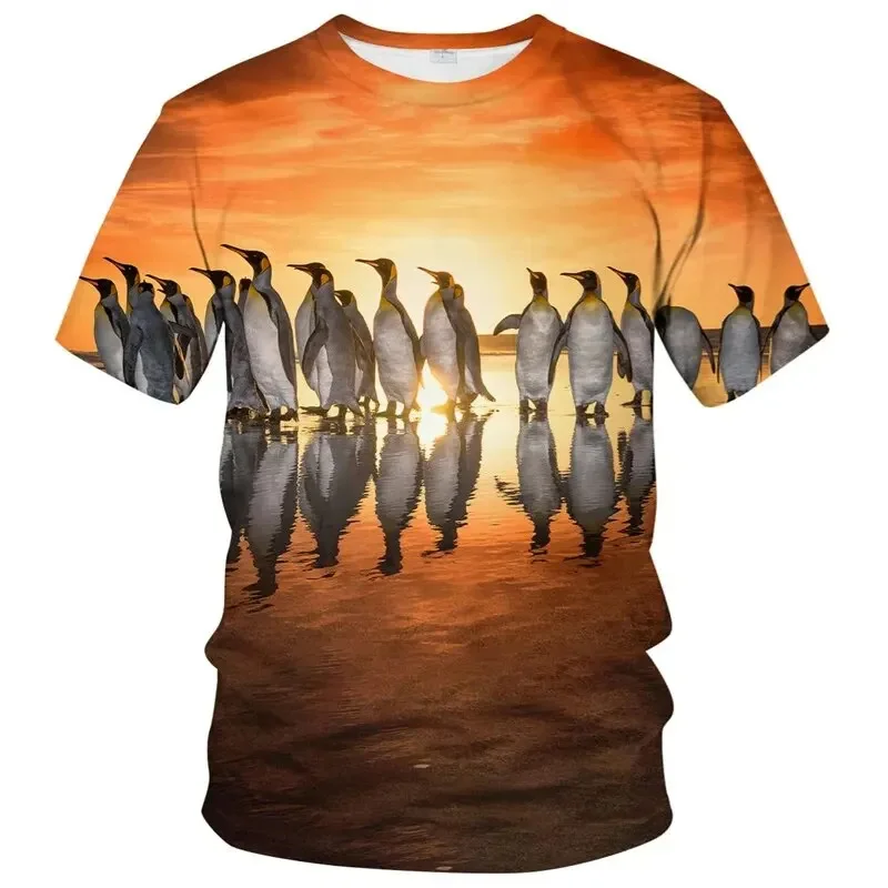 

3D Cute Penguin Printing T Shirt Animal Graphic T-shirts For Men Kid Fashion Streetwear Short Sleeves Summer Harajuku Tee Shirts