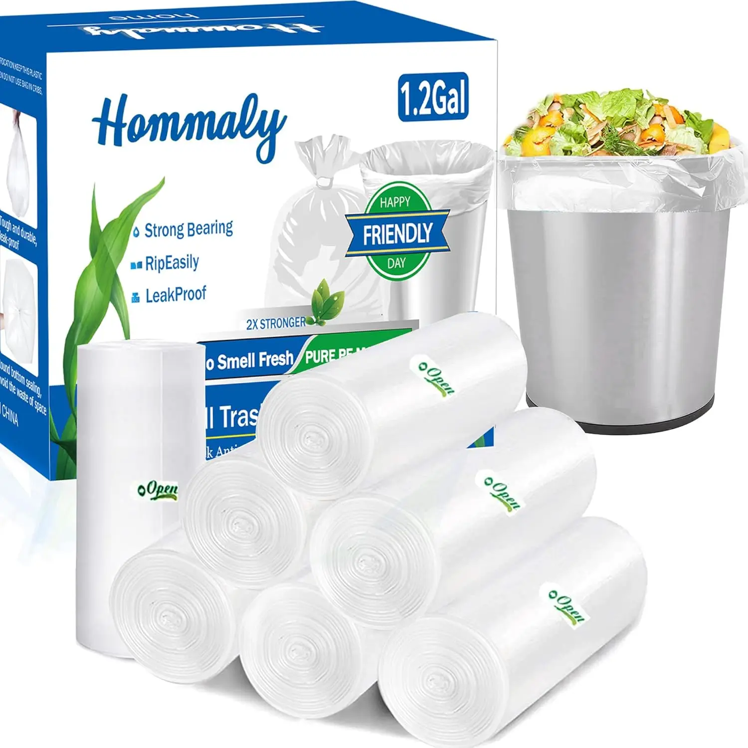 

1.2 Gal 350ct Small Trash Bags - Strong & Leakproof Mini Liners for Bathroom, Office, Home