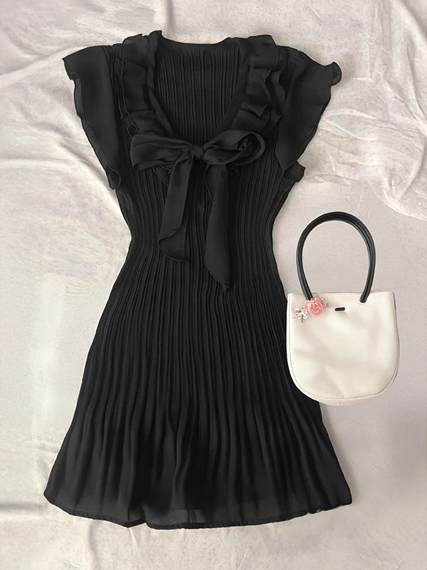 Boya Girl Original Bla Chiffon irt Dr Women's Summer Vintage Vintage ort Skirt Ele Sle Cotton Blend Spring A-L...