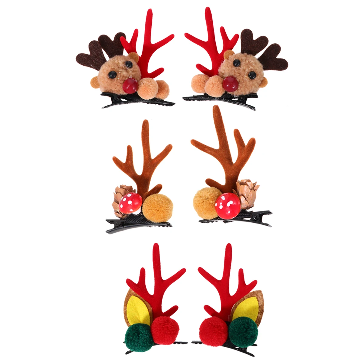 

6 Pcs Christmas Antler Hairpin Child Clips Reindeer Cloth Headdress Xmas Party Kids Gifts Lightweight Comfortable R