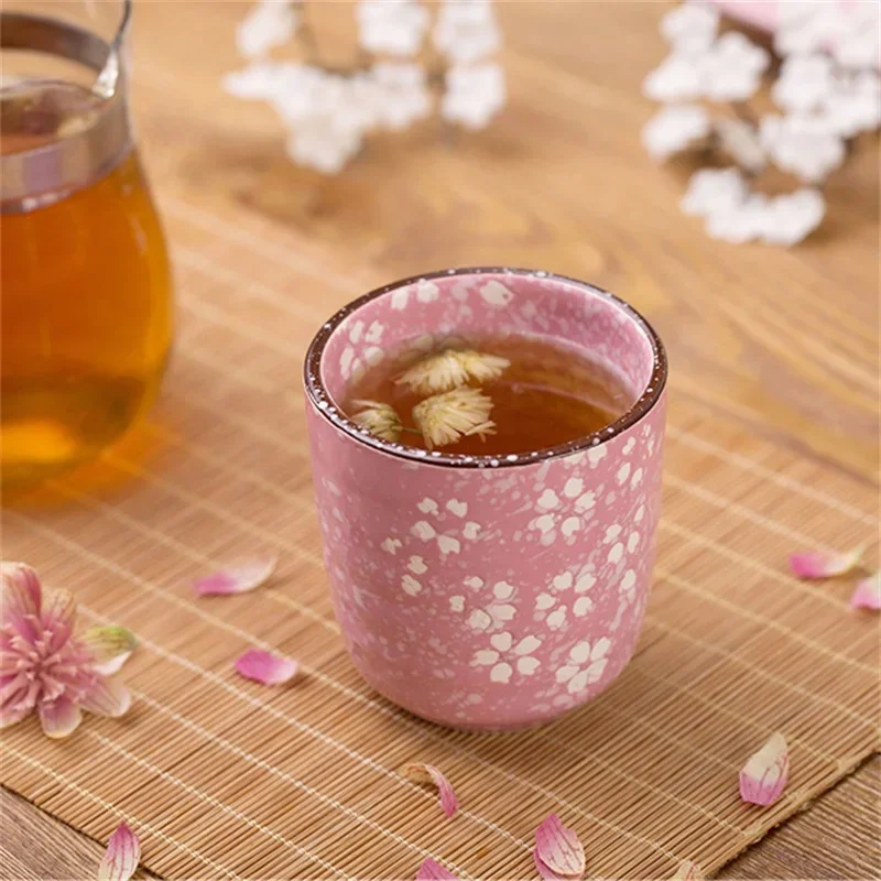 Japanese-Style Kung Fu Tea Ceramic Underglaze Porcelain Tea Cup Home Owner Sub-Cup Glass Tea Cup Pink White