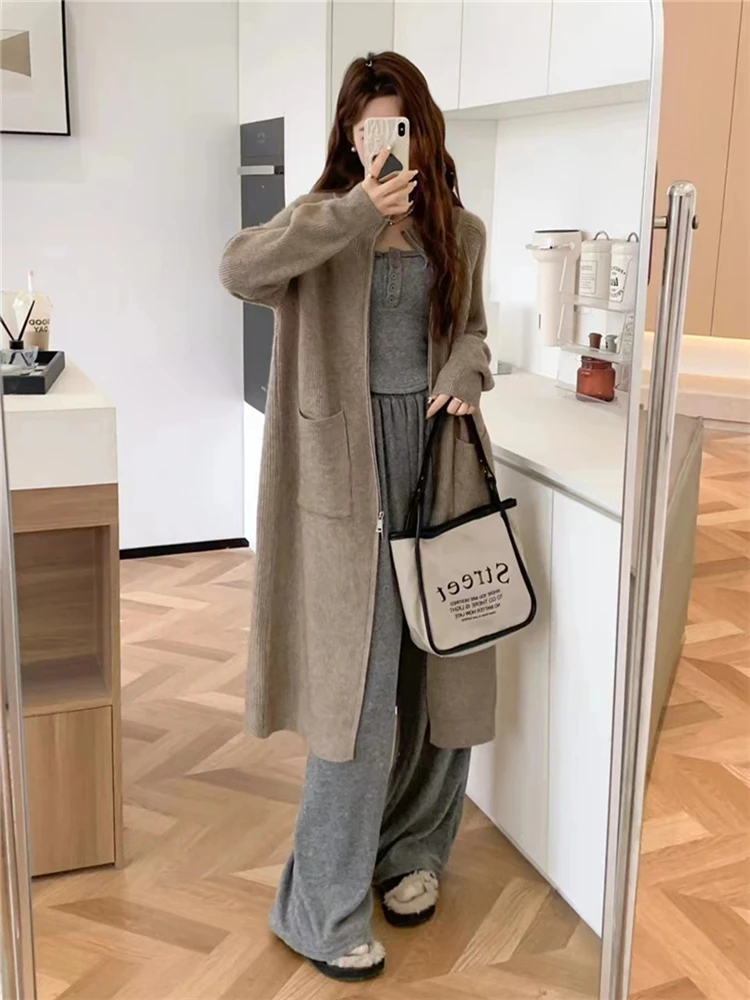 Colorfaith SWC6612JX New 2024 Vintage Elegant Korean Fashion Oversized Knitting Cardigans Women Spring Summer Sweaters Long Tops