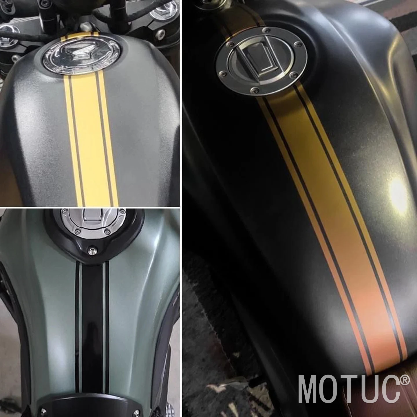 2PCS DIY Strip Motorcycle Stickers Waterproof for Fuel Tank Fender Scooter Body Vinyl Decals Sunscreen Motobike Accessories