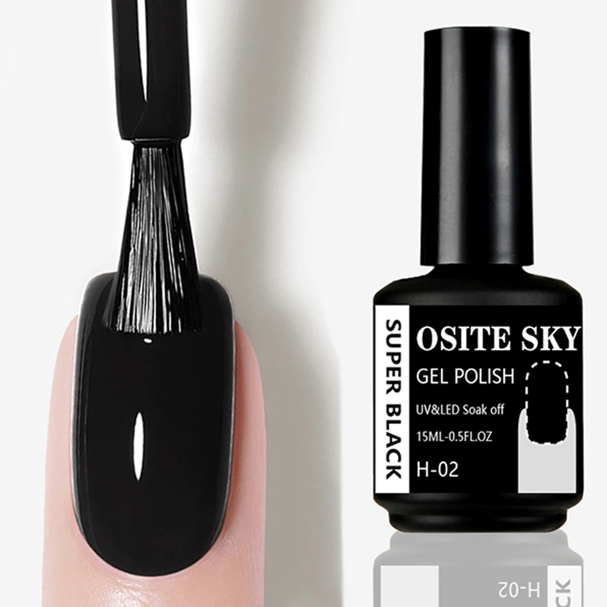 Esmalte de gel para manicure, Soak Off Gel, Semi-Permanente, Preto, Branco, UV, LED, Super, Verniz Não Amarelado, 15ml