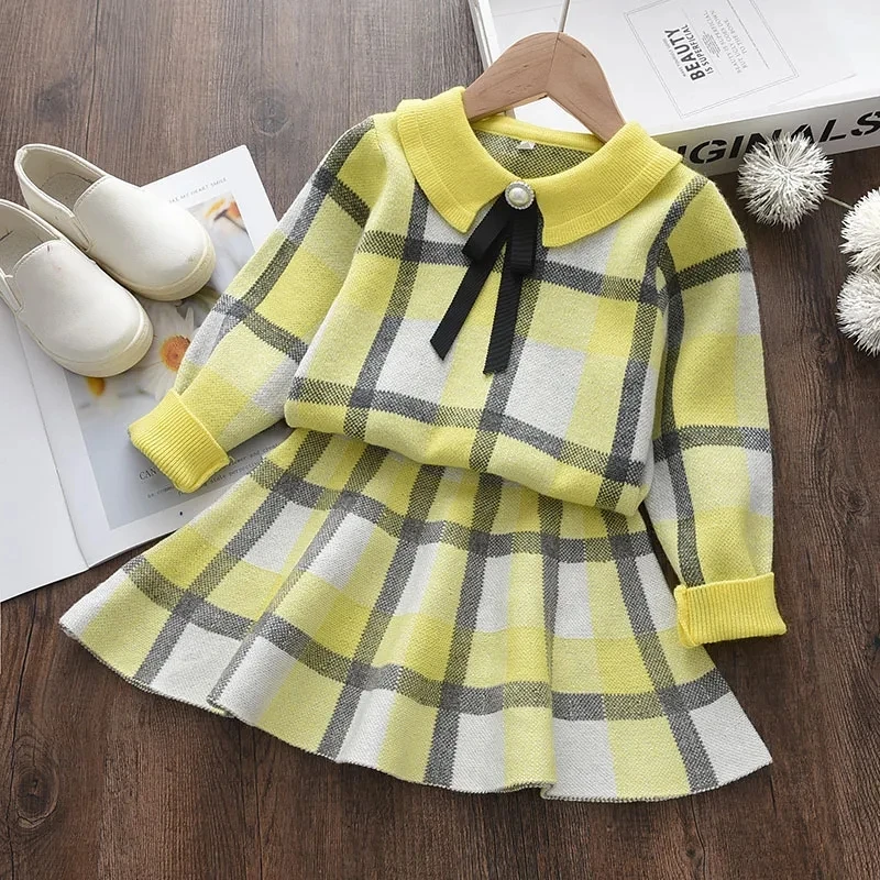 Bear Leader Winter Baby Girl Knitted Dress Warm Autumn Toddler Girls Ruffled Sleeve Sweater Dress Clothing Outfits Lace Dresses