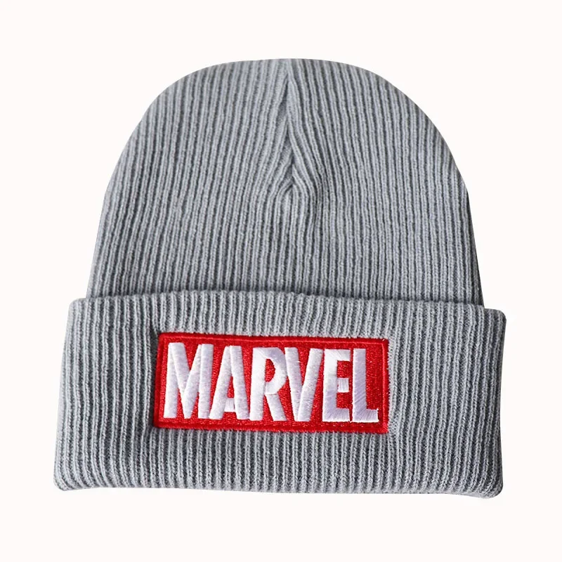 Marvel Anime Cartoon Embroidered Knitted Hats Woolen Hat Cold Simple Pullover Hat Hip Hop Men Women Fashion Christmas Gift