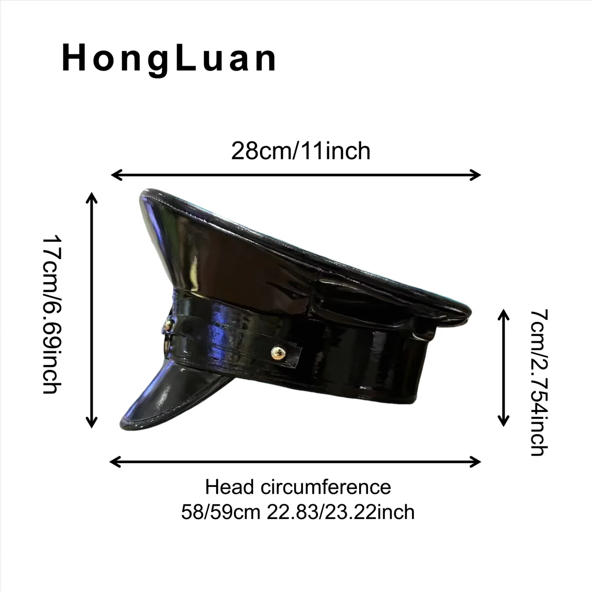 Sombrero de capitán de cuero HongLuan con insignia de pentagrama para mujer |   Gorra militar negra para hombre en fiesta del festival de música