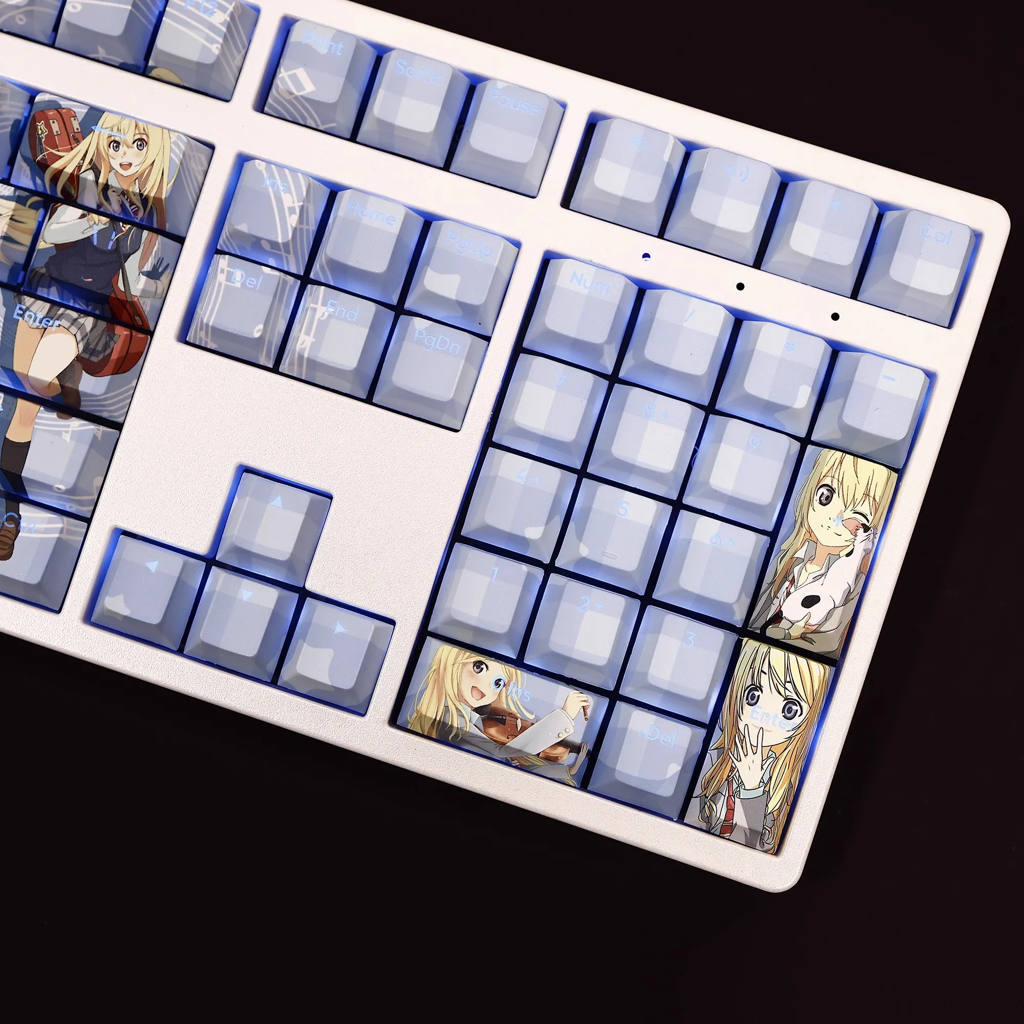 Imagem -05 - Desenhos Animados Anime Gaming Key Caps Keycap Pbt Backlit Seu Live em Abril Miyazono Kaori Ansi 61 87 104 108 Chaves Set