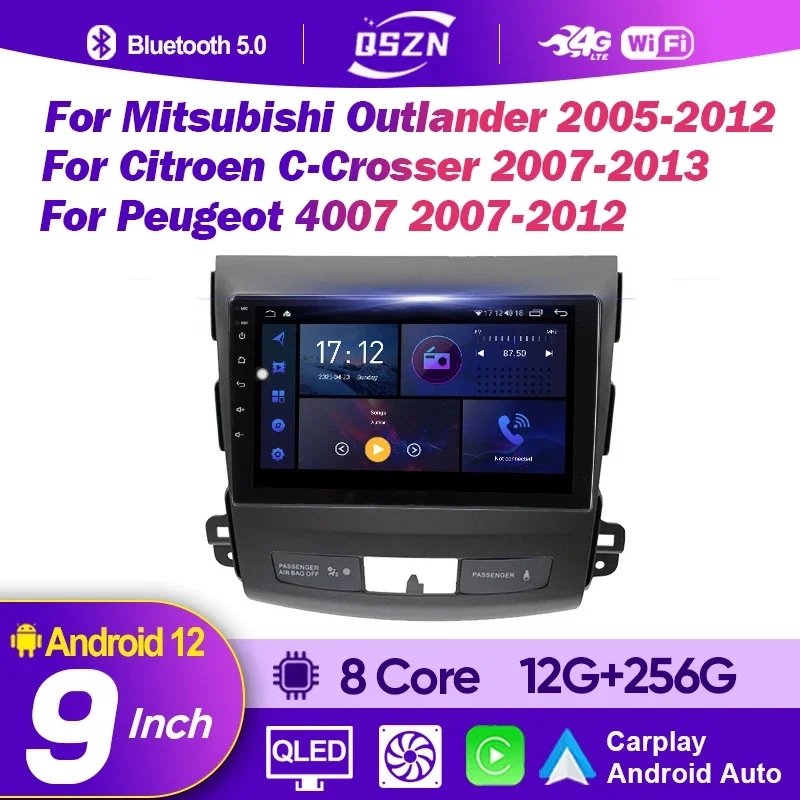 

For Mitsubishi Outlander Xl 2 Citroen C-Crosser Peugeot 4007 2005-2013 Android 13 Auto Radio Multimedia Video Player CarPlay 4G