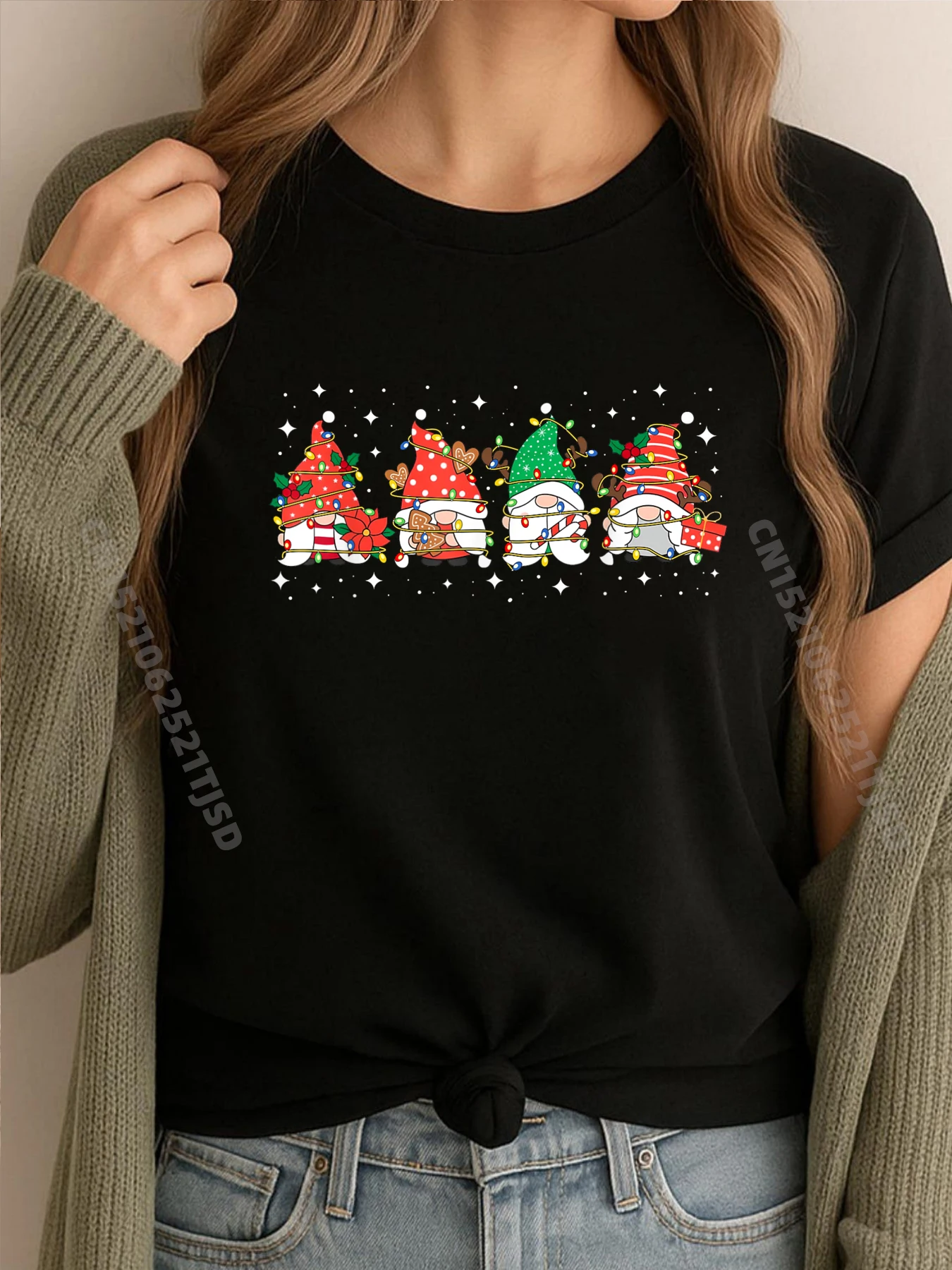 

Christmas Gnomes Xmas Lights Gnome Squad Matching Pj Grey Shirt Graphic Tee Mans T Shirt Woman Washed Tee Shirt for Woman Geek