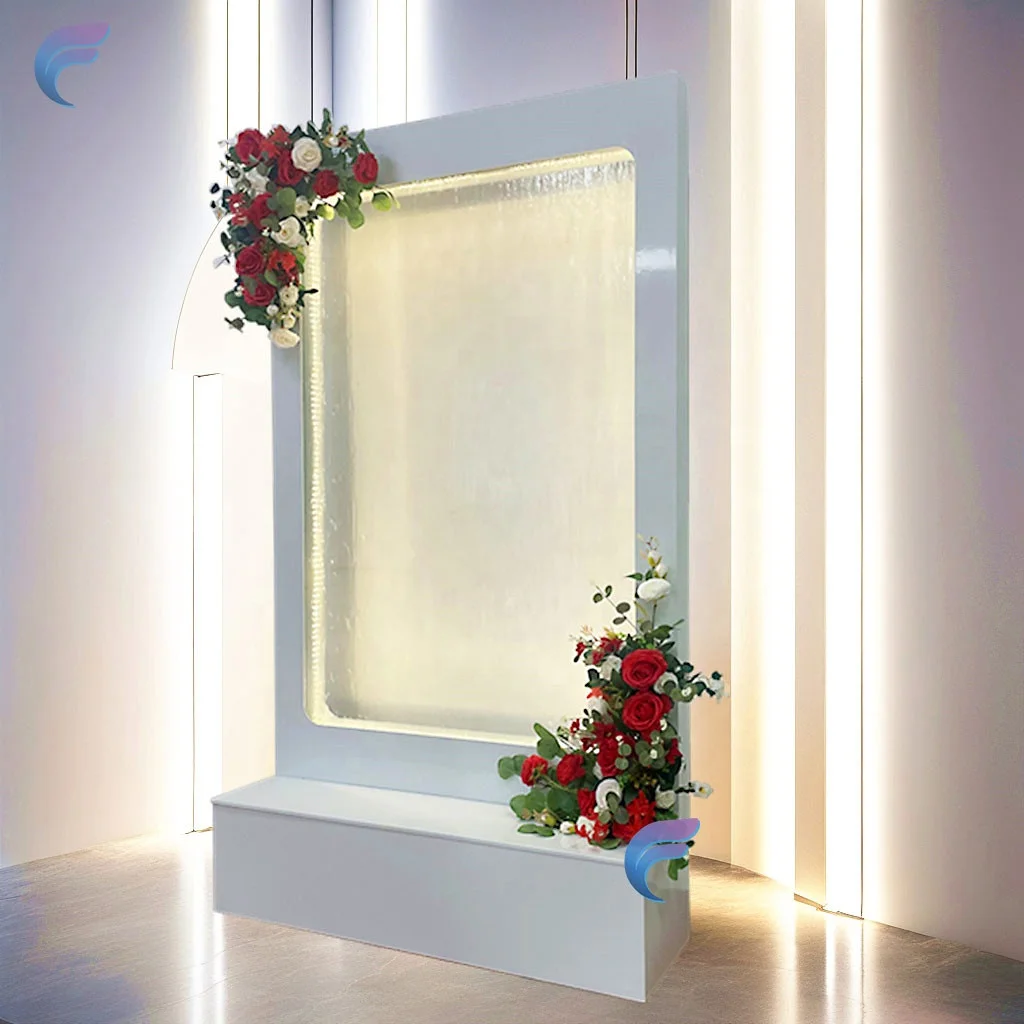 Customization.Whosale Indoor Glass Waterfall Wall with Wedding Decoration Wireless Control Wedding Fountain Waterfall