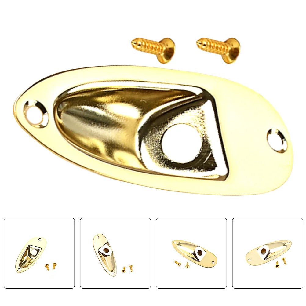 

1Set Guitar Accessory Golden Sturdy Replacement Plate for Electric Guitar Practical Curved Output Jack Metal Use