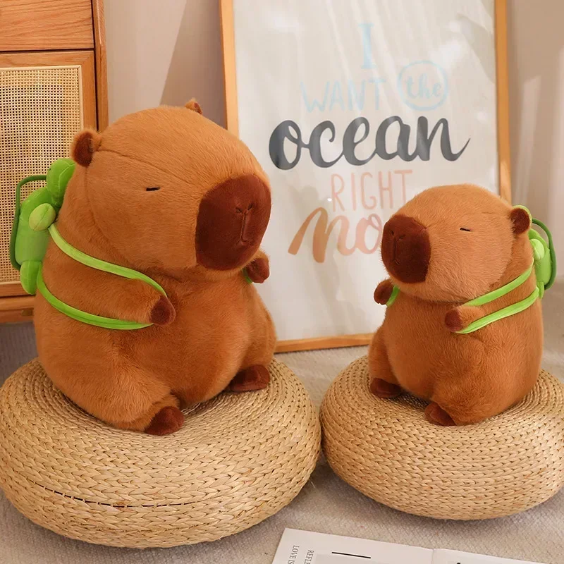 Cute Turtle Backpack Capibara Strawberry Hat Capybara Plush Toy Stuffed Animals Soft Doll Kids Toys Birthday Gift Pendant Decor