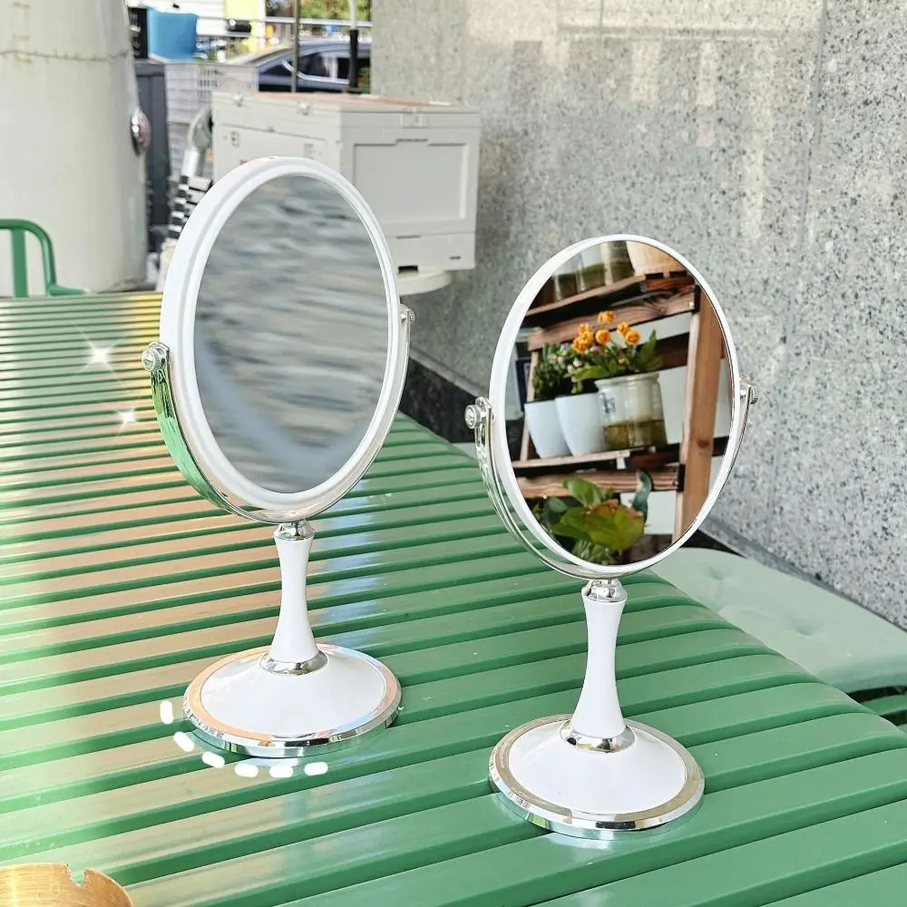 360 Rotating Double-sided Makeup Mirror 3x Magnifying Glass European Style Vanity Mirror Simple Circular/Oval