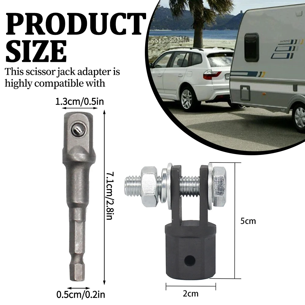 Scissor Jack Adapter Jacks Lift Part Equipment Wrench Tool For 1/2 Inch Drive Socket Off Road 4*4 Car Accessories Auto Universal