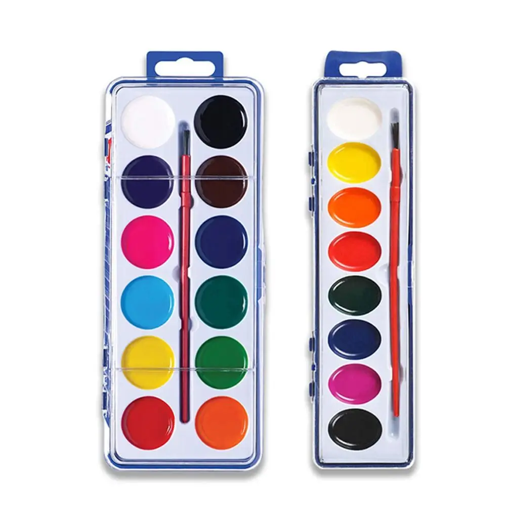 Waschbares Aquarellfarben-Set mit Wasserpinsel 8/12/16 Farben Aquarellfarben-Palette Tragbare Wasserfarben