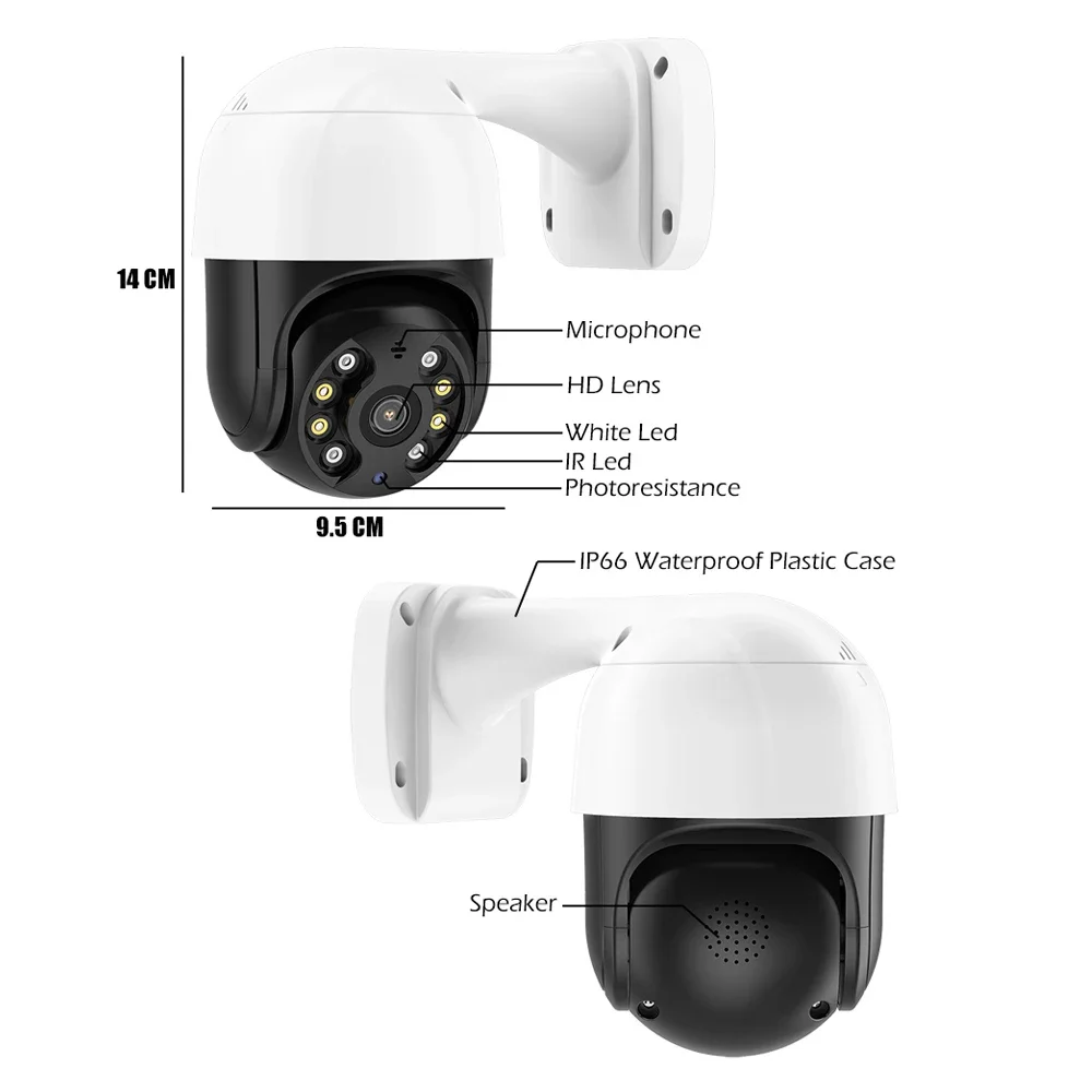 PTZ 2MP 3MP 5MP IP Camera Dual LED Waterproof Human Detection XMEYE Outdoor Video Security for Home External Camera