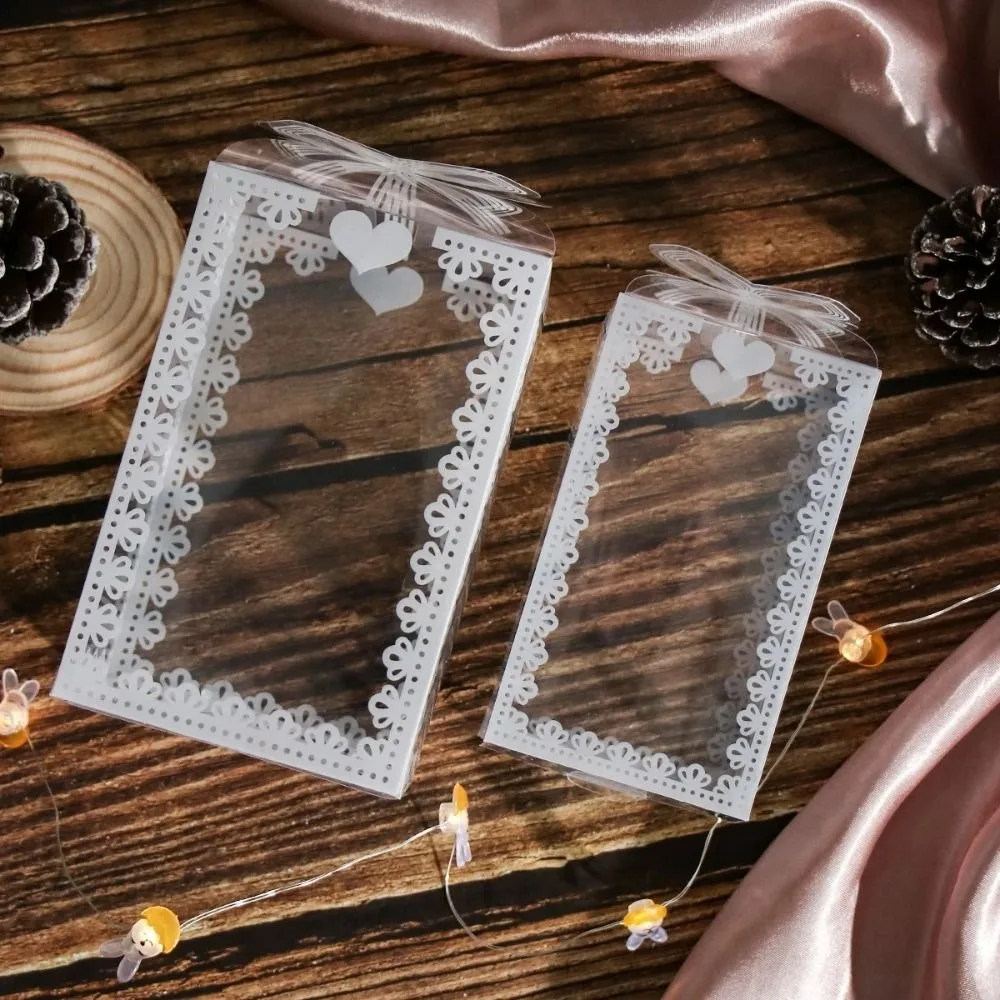 10 Stück neue transparente PVC-Verpackungsboxen, wiederverwendbar, in mehreren Größen, bedruckte PVC-Boxen, Schokoladen-/Kuchenverpackung, Hochzeitsfeier – Detail 6