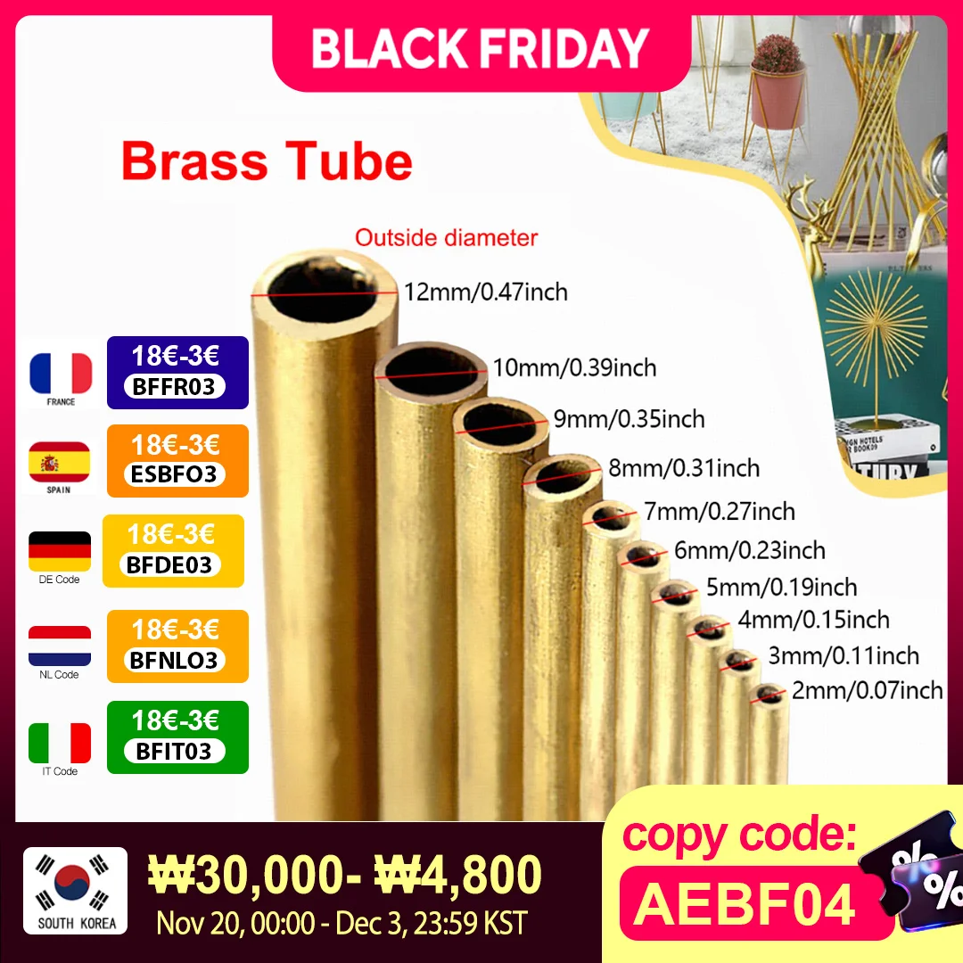 

Brass Tube Diameter 2/3/4/5/6/7/8/9/10/11/12/13/14/15mm Length 300mm 0.5mm Round Pipe Tubing Brass Rod Modelmaking Cutting Tool
