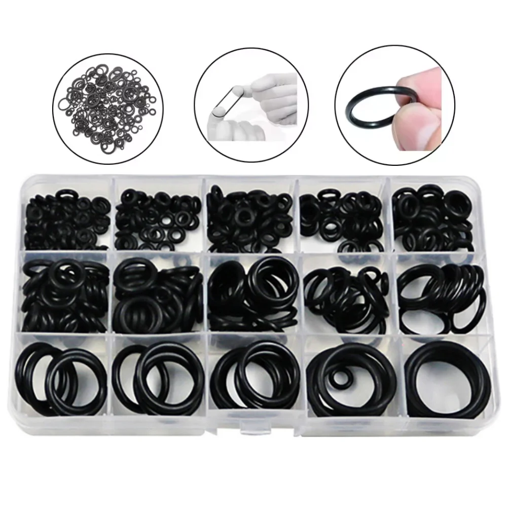 200 Stück Gummi-O-Ring-Dichtungsset, Dichtungen, Nitril-Gummibänder, Hochdruck-Reparatur-Set, Dichtung, elastisches Band, O-Gummiringe-Set