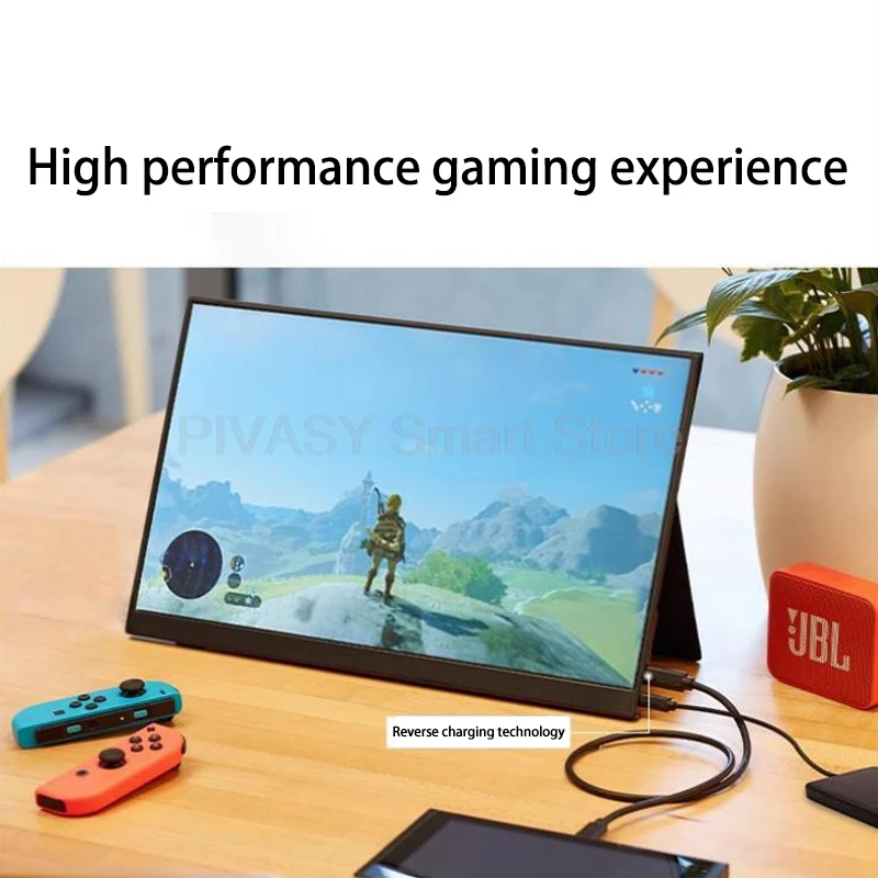 شاشة IPS محمولة مقاس 15.6 بوصة لشاشة الصب PS4 Switch Xbox كابل توسيع الألعاب اتصال مباشر شاشة عالية الوضوح