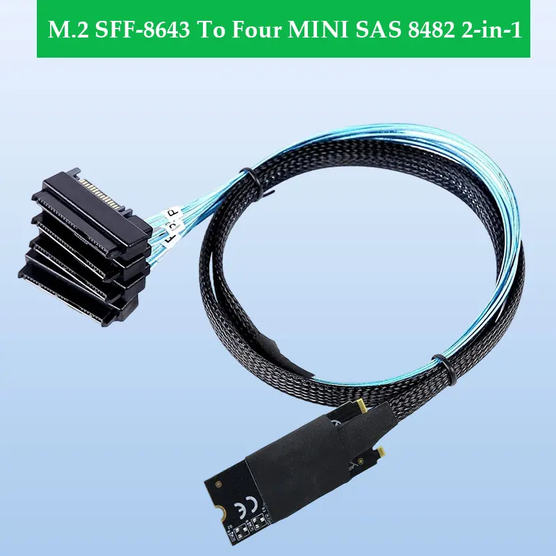 ADT-Link M.2 SFF-8643 To Four MINI SAS 8482 2-in-1 Server Internal High-speed Adapter Cable Length Options 0.5M 1M