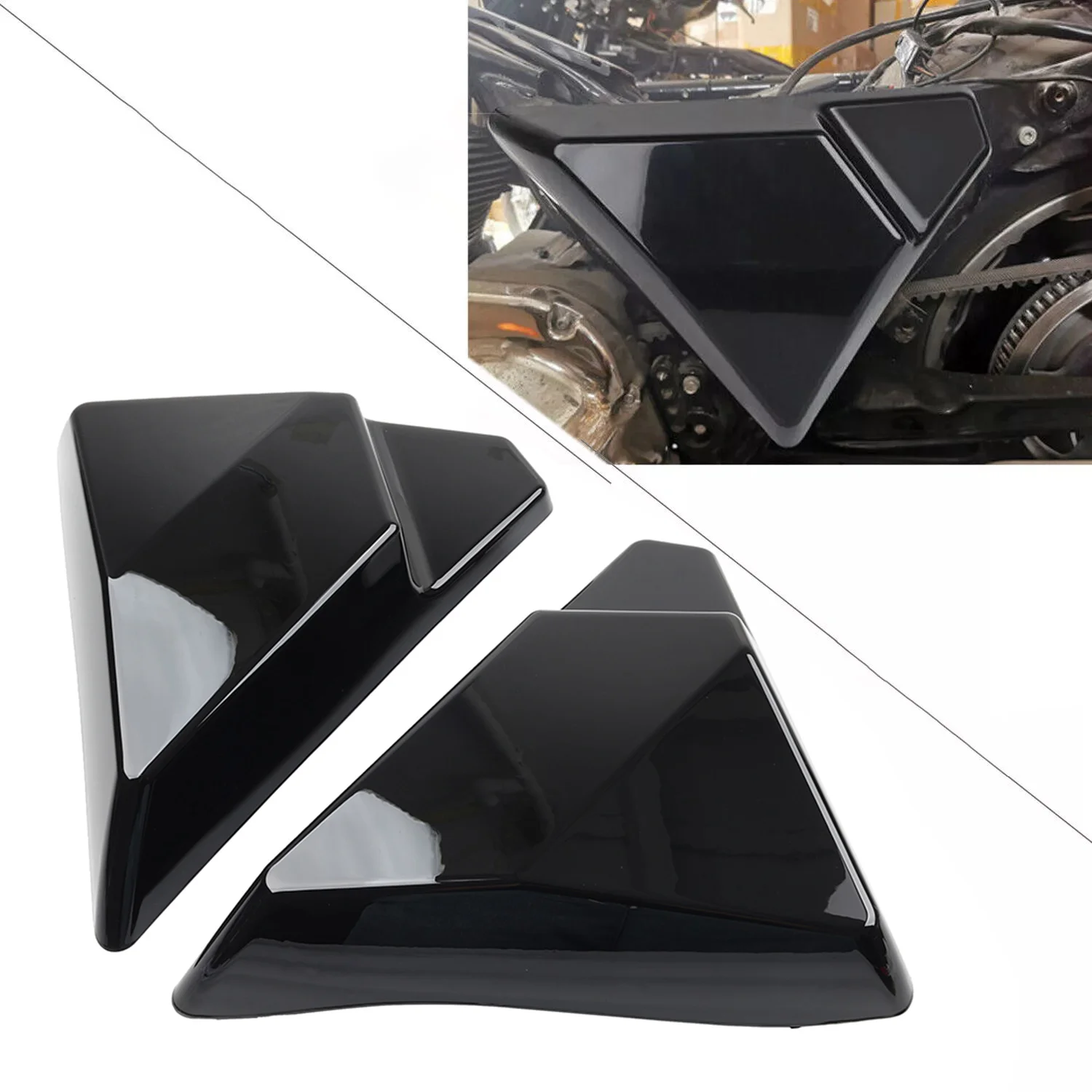 2Pcs Motorrad Seite Abdeckung Panel Schutz Glänzend Schwarz Für Harley Touring Modelle Road Street