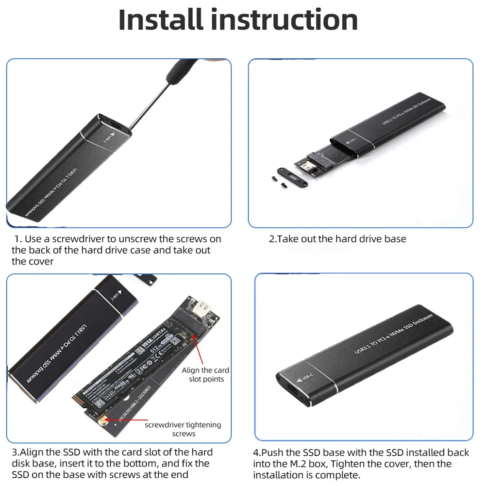 Корпус для SSD M2, NVME M2, NVMe 10 Гбит/с, PCIe