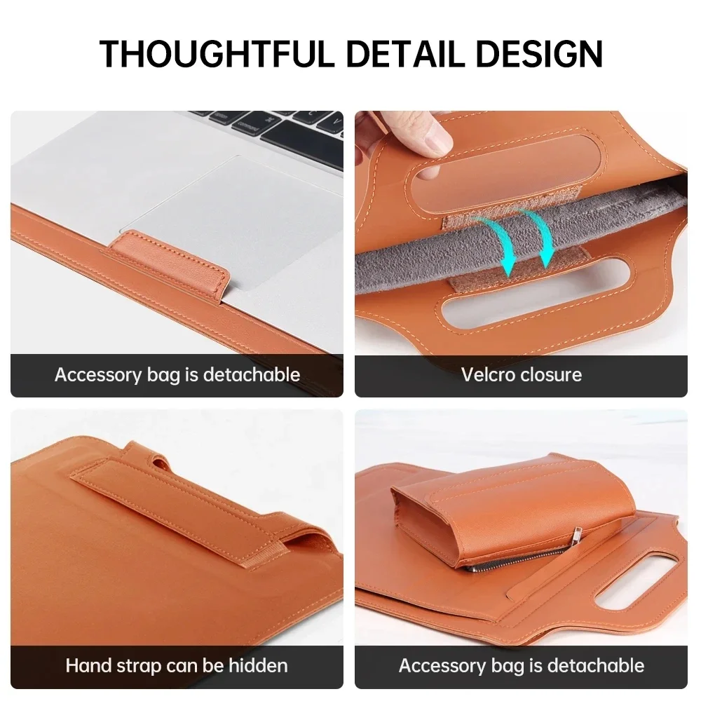 Etui na laptopa ze skóry PU do Macbook Air Pro 12 13 14 15 15.4 15.6 cala, pokrowiec na notebooka Dell HP ASUS — zdjęcie produktu 4
