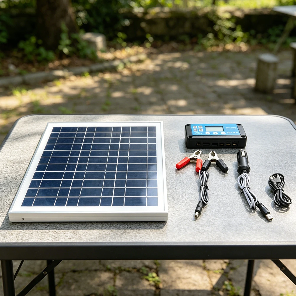 20W 6V Polycrystalline Solar Panel Designed for RV Boat Motorcycle Applications 35x28cm Lightweight Charging Unit