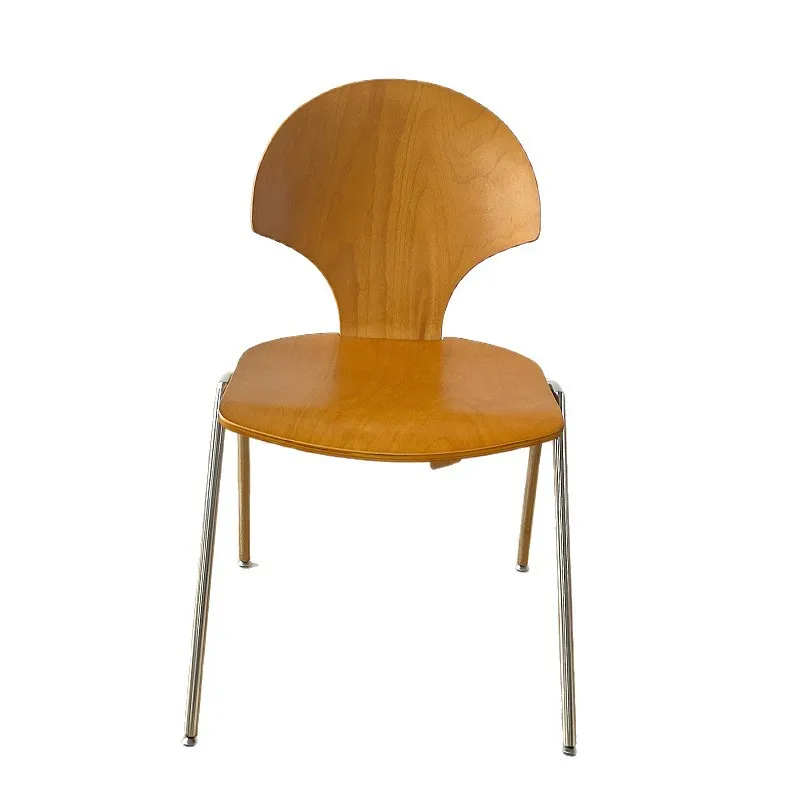

Medieval dining chair Ginkgo chair Nordic leisure chair Stainless steel backrest Retro home dining table and chairs Designer cha