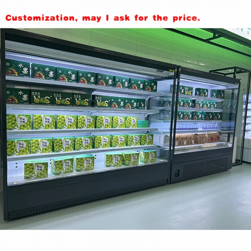 

custom.Commercial Supermarket Multideck Open Chiller Display Refrigerator Freezer Vegetables and Fruits