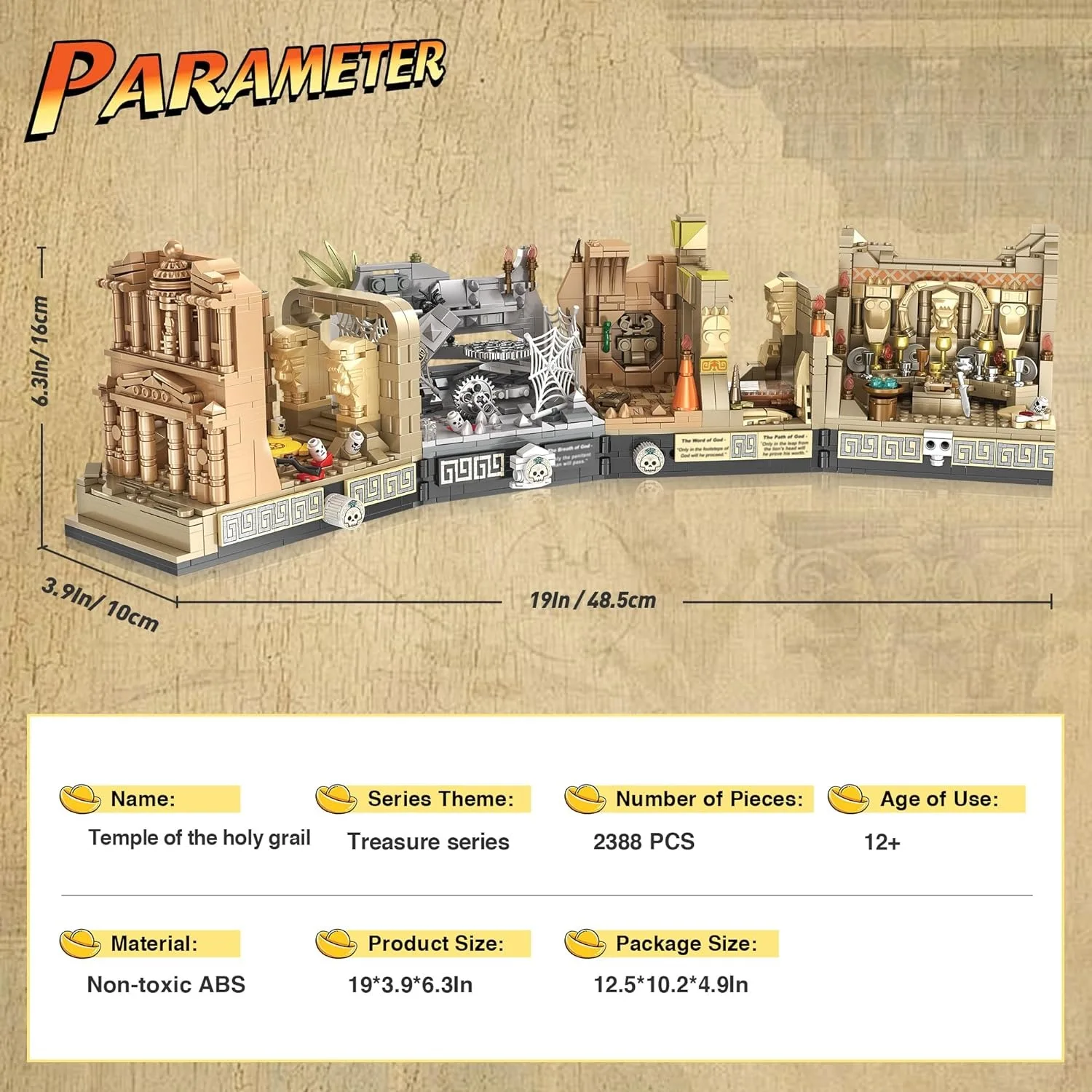 Movie Modular Building MOC 66037 Raiders of the Lost Ark Temple of the Holy Grail Model 2388PCS Building Blocks Brick Toys Gift