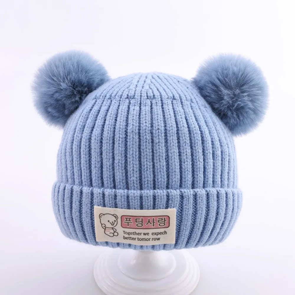 عالية الجودة بلون الطفل محبوك قبعة 0-3 سنوات أفخم الكرة الشتاء قبعة قبعة صغيرة لينة الفتيان الفتيات الاطفال القبعات والقبعات
