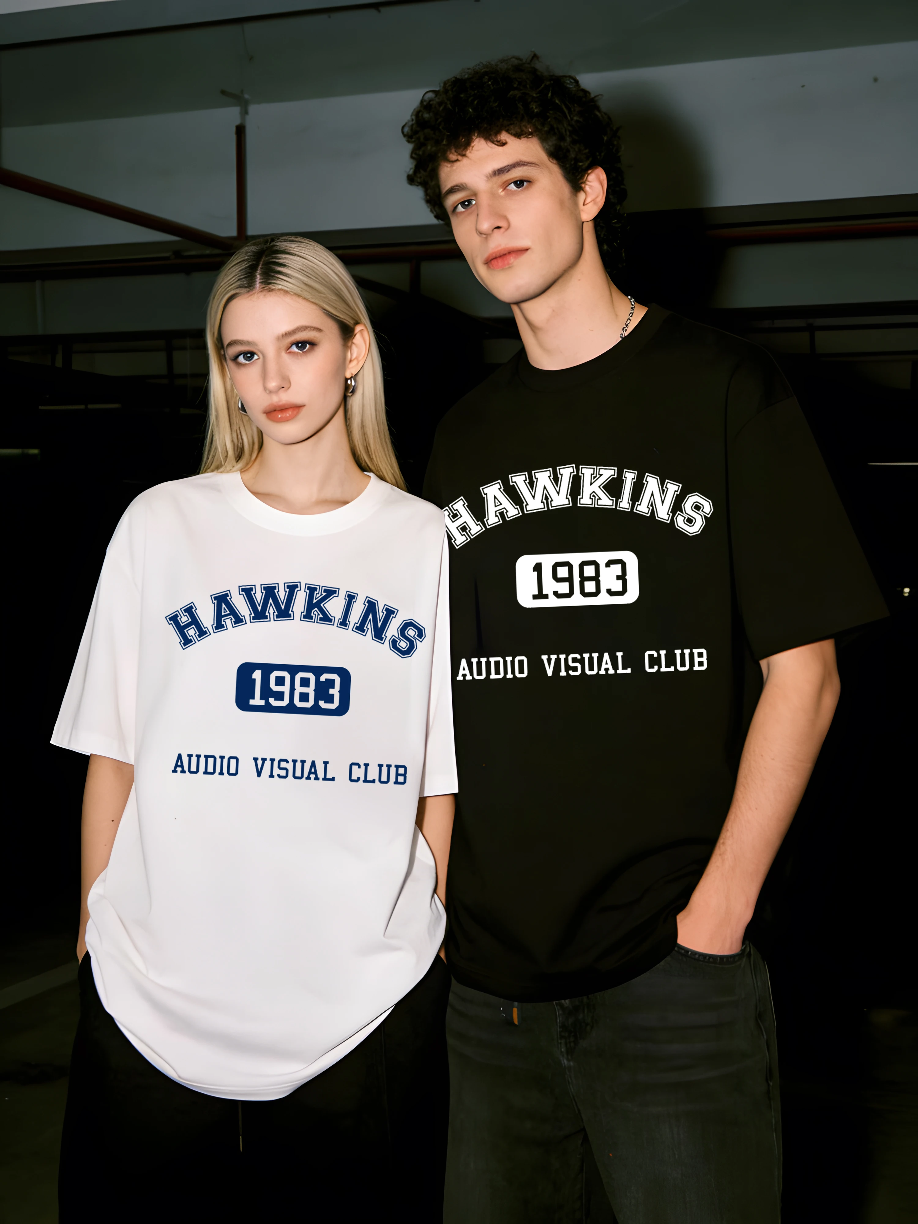 Hawkins 1983 Audio Visual Club Short Sleeve Couple Cotton Fashion O-Neck T-Shirt Soft Retro Clothing Unisex Summer Loose Tee