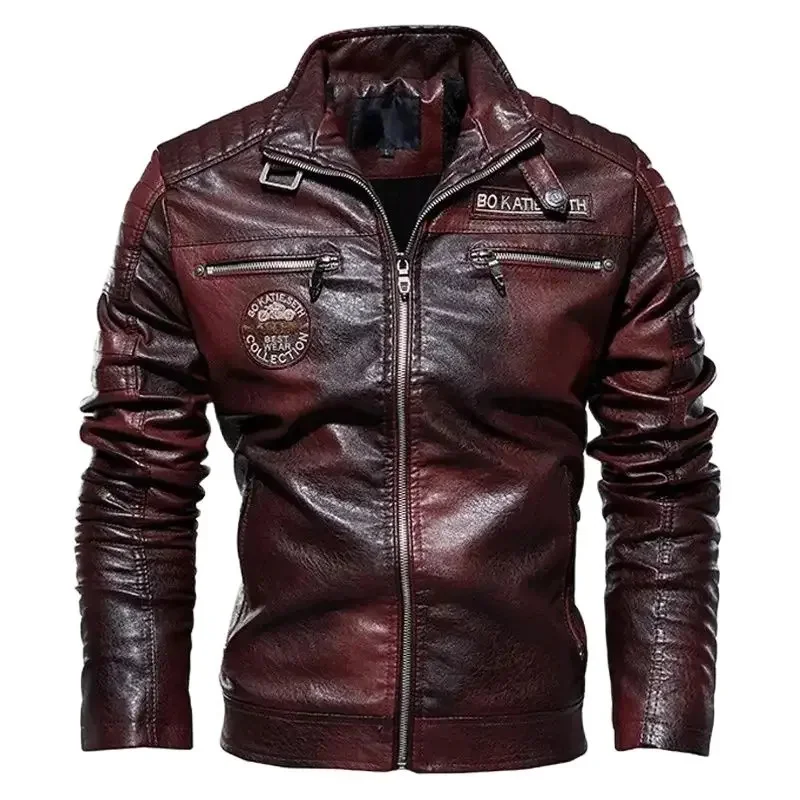 

Leather Jacket Men Winter fleece Motorcycle PU Leahter jacket Male Stand Collar Casual Windbreaker ropa de hombre Slim Coat