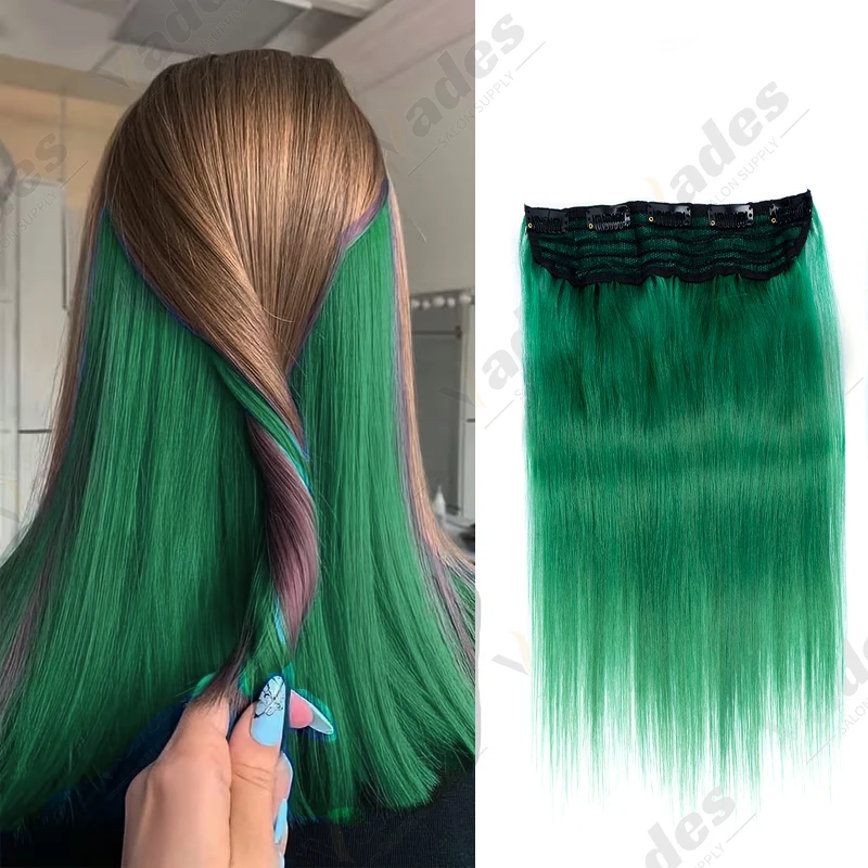 

16Inch Colored Clip in Human Hair Extensions Real Human Hair One Piece for Women with Thinning Hair Add Volume Repeated Use 40G
