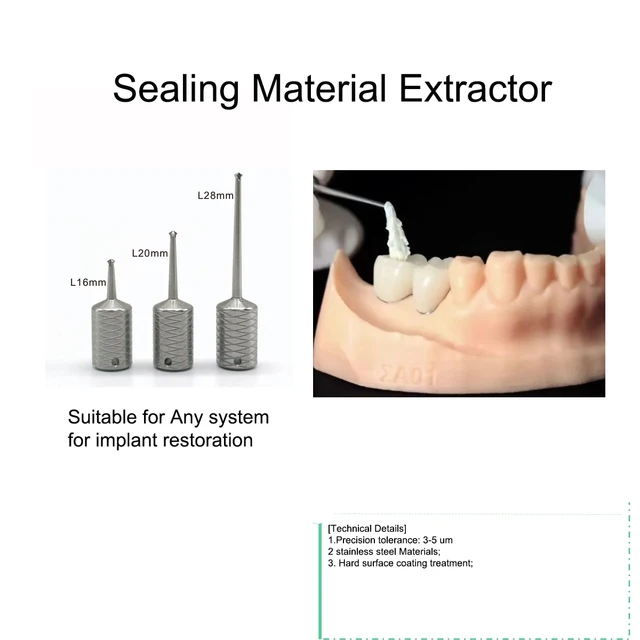 Ściągacz do usuwania materiału uszczelniającego dentystycznego odpowiedni dla dowolnego systemu Impant