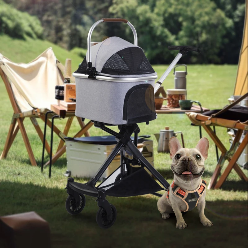 Hot Sale Collapsible Trolley Lightweight Dog Stroller Luxury 4 Wheels Pet  Pet Dog Stroller for Dog 83*48.5*110cm