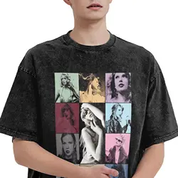 Taylored The Eras Tour T Shirt Hip Hop Washed 100% Cotton Harajuku T-Shirts for Men Women Tops Streetwear Summer Tee Shirt