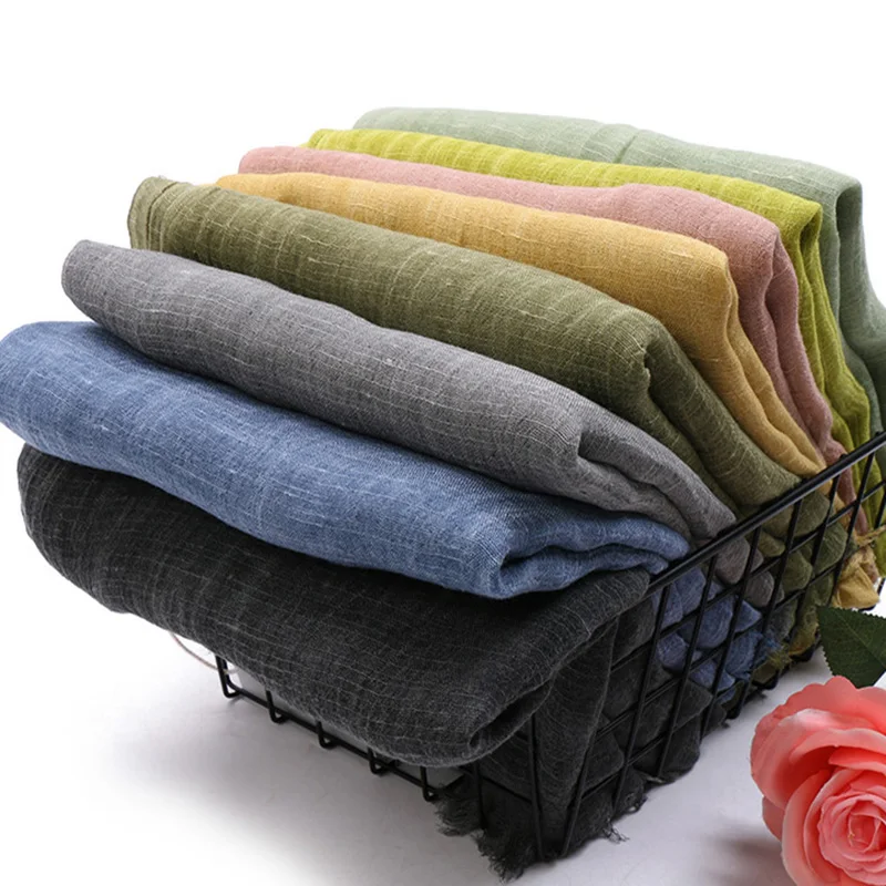 Hot Saling Big Size Summer Thin Linen Musilim Hijab Scarf Comfortable Breathable Women Shawls  All Match Muslim Hijab Headscarf