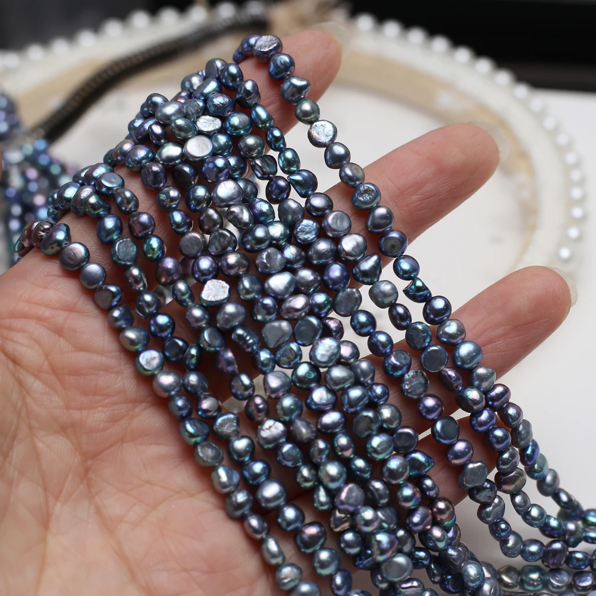 

4-5mm Irregularly Shaped Black Natural Freshwater Pearl Semi-finished Beads for Jewelry Making DIY Necklace Bracelet Accessories