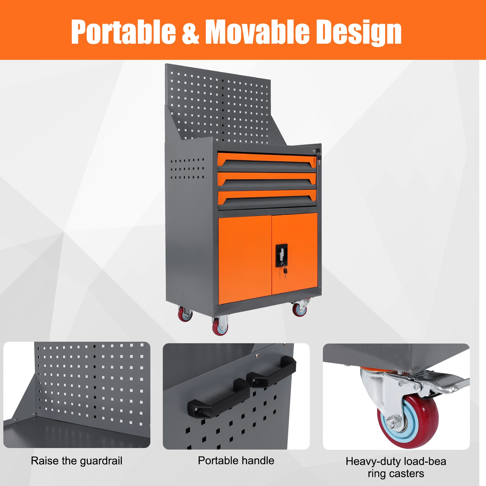 

Rolling Tool Chest with Drawers Tool Box Organizer Tool Storage Cabinet for Workshop Warehouse Garage