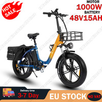 Electric Bike 1000W Motor 48V15AH Lithium Battery with Basket Foldable Electric Bicycle Adult 20.4.0 Fat Fetus Women's E-bike