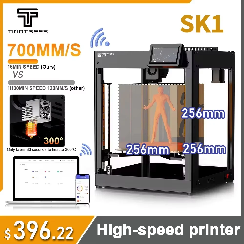 TwoTrees SK1 Fast Speed 700mm/s High-speed 3D Printer FDM Core XY Automatic Leveling Touch Color Screen 300°C Direct Extruder