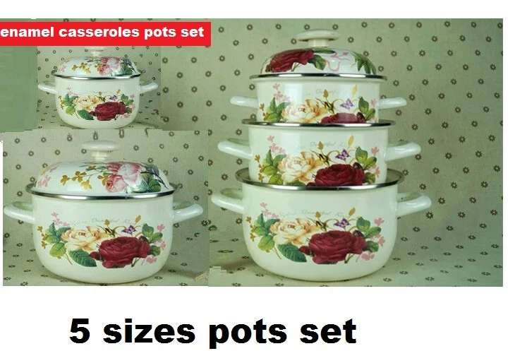 Free Shipping 10pcs Enamel Cooking Pots Set Casserole Stew Pot Soup pot Milk Pot 16/18/20/22/24cm Selection