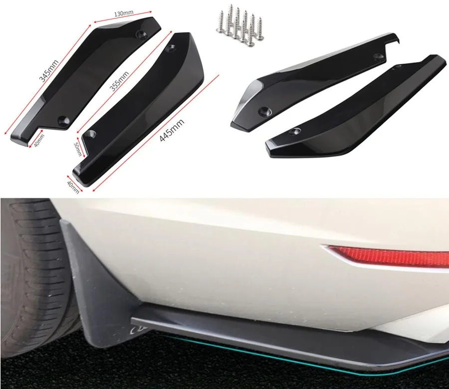 

Universal Anti-Scratch Car Rear Bumper Lip Diffuser Splitter Canard Glossy Black