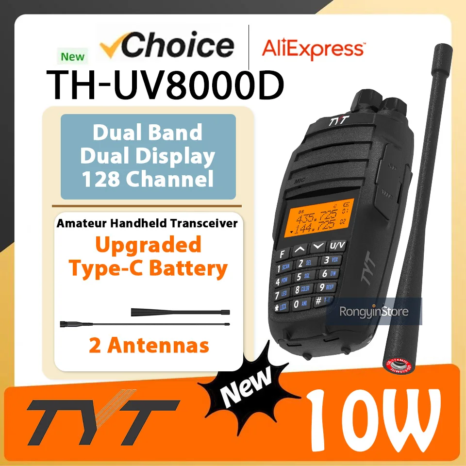 

TYT TH-UV8000D Walkie Talkie 10 Вт дальнего действия VHF UHF двухдиапазонный FM портативный повторитель TH UV8000D Ham Amateur двустороннее радио